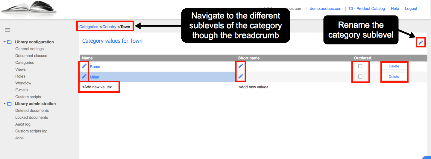 Undocumented change to Catalog API subcategories - Documentation